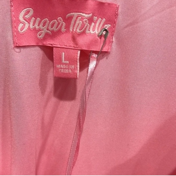 Sugar Thrillz Dolls Kill ‘PRETTY PERFECTION’ Pink Velvet Dress Gloves SET NWT L - Picture 9 of 13